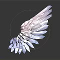 Wing Shaped Modern Wall Decor With Gradient Pink To Light Blue Shiny Texture 3d model