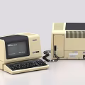 Vintage Computer System Setup With Monitor Keyboard And Classic Design