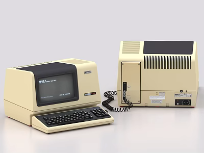 Vintage Computer System Setup With Monitor Keyboard And Classic Design 3d model