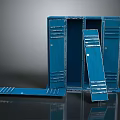 Blue Metal Lockers With Open Doors And Fallen Door In Artistic Design