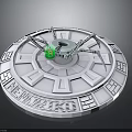 Circular White Structural Platform With Mechanical Spider And Green Orb Center 3d model