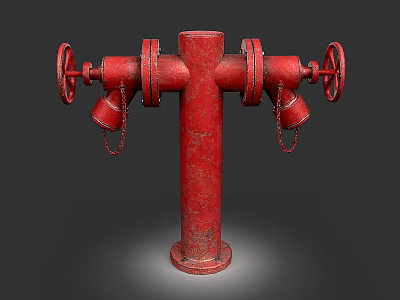 Red Fire Hydrant Fire Equipment With Dual Valves Wheels And Stable Base Structure 3d model