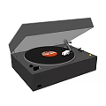 Headphone Speaker Black Vinyl Record Player With Open Lid And Turntable Design 3d model