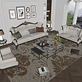European-style Sofa Coffee Table Combination Multi-person Sofa Coffee Table Leisure Chair Side Corner Table 3d model