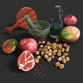 Modern fruit pomegranate chestnut 3d model