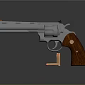 Classic Chrome Revolver With Polished Wooden Grip And Metal Barrel Near Bullets