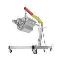 Mobile Mechanical Hoist With Yellow Red Lifting Arm Metal Frame And Movable Wheels