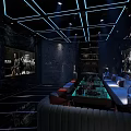 Modern KTV Interior Design With LED Lighting Sofa Seating And Entertainment Screen 3d model