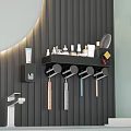 Wall Mounted Black Bathroom Accessories Storage Rack With Toiletries Toothbrush Holders And Cosmetic Bottles