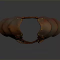 Medieval Weapon Shoulder Armor With Reddish Brown Leather Metal Rivets And Crossed Straps