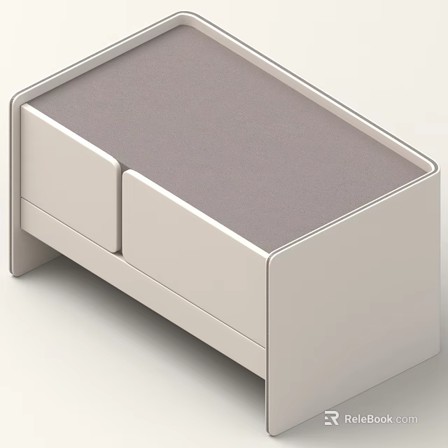 Modern White Bedside Table With Two Drawers And Gray Surface 3d model