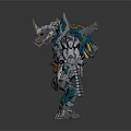 Cosmic Space Exploration Robotic Figure With Mechanical Appendages And Armored Design