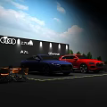 SAIC Audi A7L e-tron Vehicles Display With Blue And Red Cars In Exhibition Area