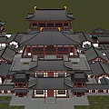 Traditional Chinese Ancient Architecture With Classic Roofs Eaves And Symmetrical Courtyards
