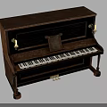 Classic Brown Wooden Piano Featuring Black White Keys Music Sheet and Candle Holders