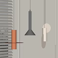 Modern Minimalist Interior Featuring Cylindrical Conical Circular Brown Gray Beige Pendant Lights