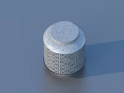 Cylindrical Stool With Textured Round Top And Geometric Lattice Pattern Design 3d model