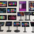 Multiple Interactive Touchscreen Business Equipment With Colorful Display Screens And Stands 3d model