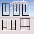 Modern Window Frames In Different Styles Against Blue Sky With White Clouds 3d model