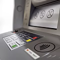 Tinkoff Bank ATM Machine With Yellow Gray Design And Digital Screen