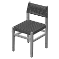 Single Chair With Woven Backrest Seat And Solid Wooden Frame Design