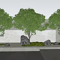 Modern tree landscape tree courtyard sketch stone 3d model