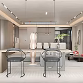 Elegant Modern Living Dining Room Interior With Grey Sofa Marble Coffee Table And Green Plant