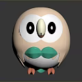 Cute Round Peach Owl Cartoon Character With Green Chest And Orange Claws