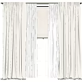 Long White Curtains with Double Layer Design and Curtain Rod for Window 3d model