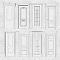 Detailed Swing Door Designs Featuring Diverse Architectural Elements And Glass Inserts