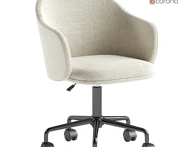 Modern Fabric Office Chair With Beige Upholstery Armrests And Swivel Wheels 3d model