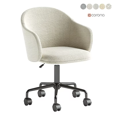 Modern Fabric Office Chair With Beige Upholstery Armrests And Swivel Wheels 3d model