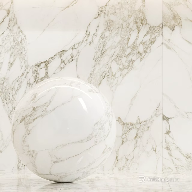 Elegant Marble Sphere Against Modern Marble Patterned Wall With Natural Veins Design 3d model