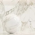 Elegant Marble Sphere Against Modern Marble Patterned Wall With Natural Veins Design 3d model