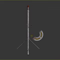 3D Rendered Silver Machine Gun With Red Components Stand Magazine And Bullets