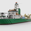 Lego Bricks Built Ship With Helicopter And Details 3d model