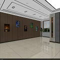 Modern Reception Area In Spacious Lobby With Marble Floor Ceiling Lights And Glass Doors