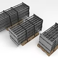 Stacked Metal Frames On Wooden Pallets For Industrial Construction Projects 3d model