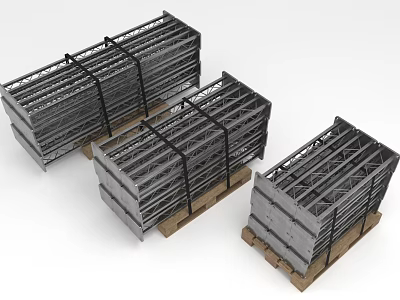 Stacked Metal Frames On Wooden Pallets For Industrial Construction Projects 3d model