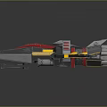 Sci Fi Spaceship Model With Red Blue Yellow Accents Futuristic Mechanical Design And Wing Structure