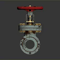 Household Metal Water Valve With Red Wheel And Rusty Surface Design