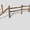 Rustic Wooden Fence Structure With Natural Log Posts And Horizontal Rails 3d model