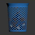 Blue Perforated Plastic Wastebasket with Hollow Design for Home Office Use
