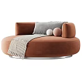 Modern Soft Round Velvet Leisure Chair With Decorative Pillows And Striped Throw Blanket Multiple Colors