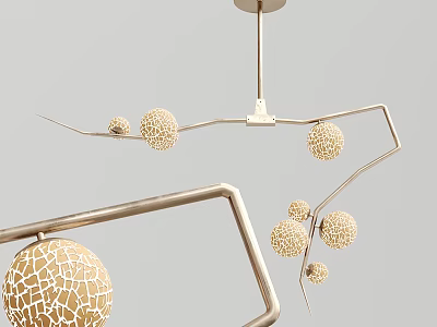 Elegant Modern Chandelier With Metal Frame And Spherical Textured Decorations 3d model