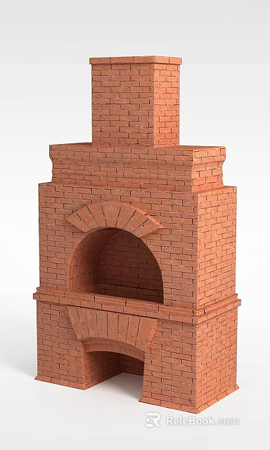 Red Brick Storage Cabinet With Arched Opening And Classic Construction Design 3d model