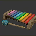 Colorful Wooden Xylophone with Colorful Keys and Blue Mallet for Kids