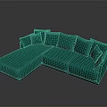 Modern Green L Shaped Sofa With Plush Cushions For Living Room Design