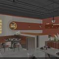 Stylish Warm Red Themed Chinese Beef Restaurant With Cozy Dining Booths In Shopping Mall
