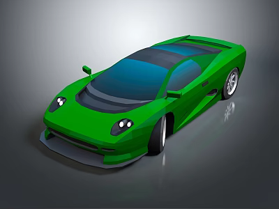 Green Sports Car With Sleek Design And Aerodynamic Body In 3D Render 3d model